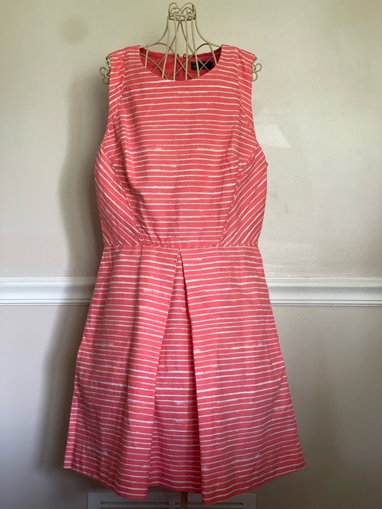 GAP Dresses & Skirts - Gap Size 10 Coral and White Striped Sleeveless Fit & Flare Dress
